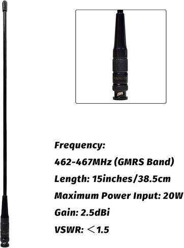 TWAYRDIO 15-Inch GMRS (462-467MHz) Whip Antenna SMA Female for BAOFENG GM-15 Pro GMRS-9R UV-9G BTECH GMRS-V2 TIDRADIO H8 GMRS Handheld Radio in Kuwait