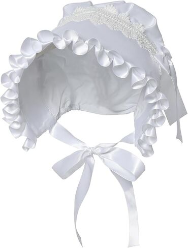 Women's Mob Cap Victorian Housemaid Bonnet Pilgrim Hat Colonial Costume Accessory in Saudi Arabia