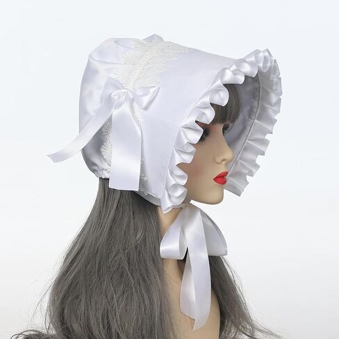Women's Mob Cap Victorian Housemaid Bonnet Pilgrim Hat Colonial Costume Accessory in Saudi Arabia