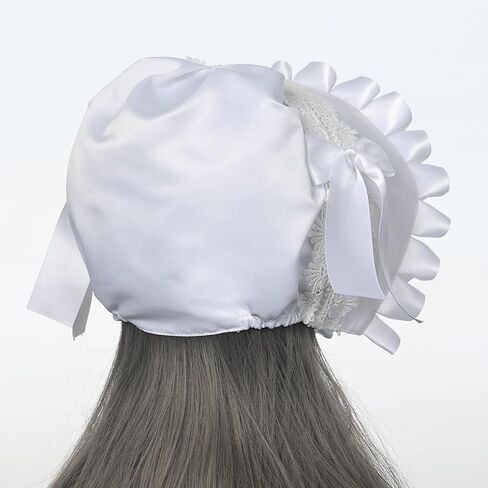 Women's Mob Cap Victorian Housemaid Bonnet Pilgrim Hat Colonial Costume Accessory in Saudi Arabia