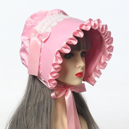 Women's Mob Cap Victorian Housemaid Bonnet Pilgrim Hat Colonial Costume Accessory in Saudi Arabia
