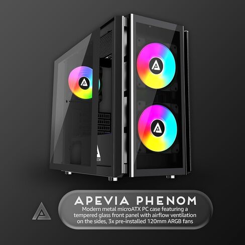 Apevia Phenom-BK Micro-ATX Gaming PC Case with 3X 120mm ARGB Fans in Saudi Arabia