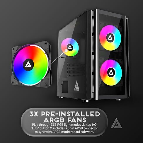 Apevia Phenom-BK Micro-ATX Gaming PC Case with 3X 120mm ARGB Fans in Saudi Arabia