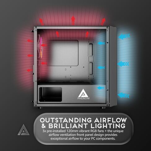 Apevia Phenom-BK Micro-ATX Gaming PC Case with 3X 120mm ARGB Fans in Saudi Arabia