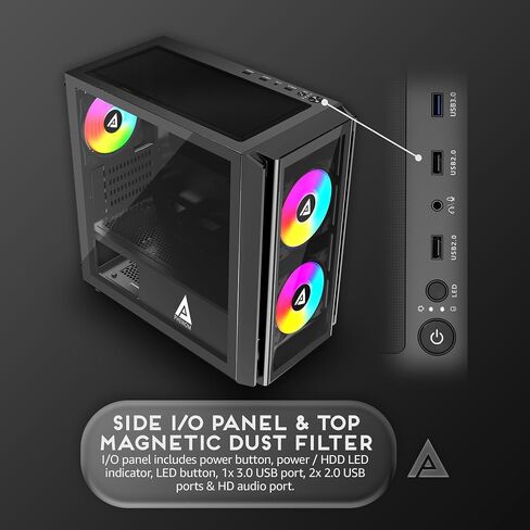 Apevia Phenom-BK Micro-ATX Gaming PC Case with 3X 120mm ARGB Fans in Saudi Arabia