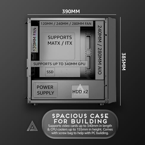 Apevia Phenom-BK Micro-ATX Gaming PC Case with 3X 120mm ARGB Fans in Saudi Arabia