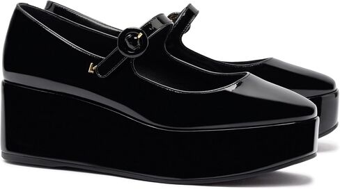 Larroudé Blair Flatform In Black Patent Leather in Saudi Arabia