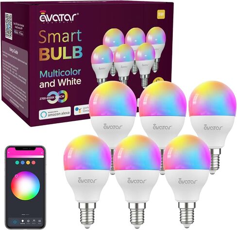 Avatar Controls 4 Pack E12 Smart LED Light Bulb, 5W Alexa Small Base Candelabra Bulbs, Wi-Fi Ceiling Fan Bulbs Color Changing Timer Music Sync, 2700-6500K in Saudi Arabia