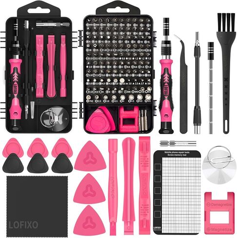 Screwdriver Phillips,Torx,Pentalobe,Triangle Triwing,Flat Head,Star,Eyeglasses Repair Kit Pink tool box with Spudger for iPhone/Xbox Switch Controller, Ring Doorbell,Mac,PS4 in Saudi Arabia