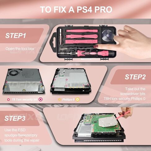Screwdriver Phillips,Torx,Pentalobe,Triangle Triwing,Flat Head,Star,Eyeglasses Repair Kit Pink tool box with Spudger for iPhone/Xbox Switch Controller, Ring Doorbell,Mac,PS4 in Saudi Arabia