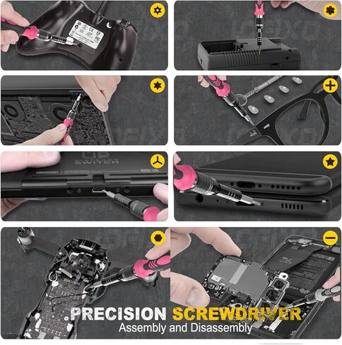 Screwdriver Phillips,Torx,Pentalobe,Triangle Triwing,Flat Head,Star,Eyeglasses Repair Kit Pink tool box with Spudger for iPhone/Xbox Switch Controller, Ring Doorbell,Mac,PS4 in Saudi Arabia