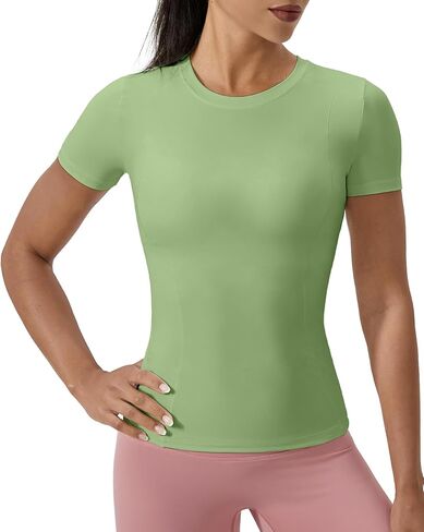 SPVISE Women's Short Sleeve Compression Shirt Workout Tops Cool Dry Running Gym Yoga Shirts Fitted Basic T-Shirt Crewneck in Saudi Arabia