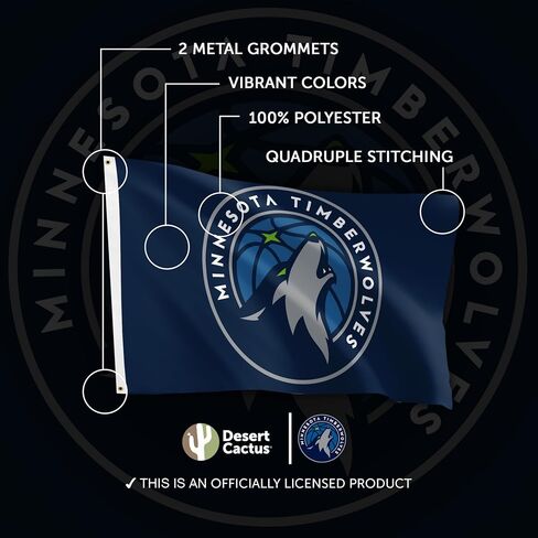 Desert Cactus Minnesota Timberwolves Flag Team NBA National Basketball Association 100% Polyester Indoor Outdoor 3x5 feet Flags (Flag D) in Saudi Arabia