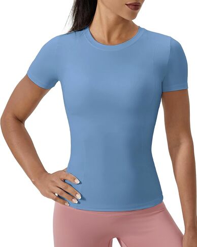SPVISE Women's Short Sleeve Compression Shirt Workout Tops Cool Dry Running Gym Yoga Shirts Fitted Basic T-Shirt Crewneck in Saudi Arabia