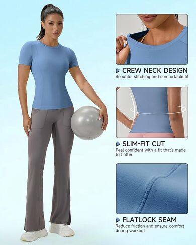 SPVISE Women's Short Sleeve Compression Shirt Workout Tops Cool Dry Running Gym Yoga Shirts Fitted Basic T-Shirt Crewneck in Saudi Arabia