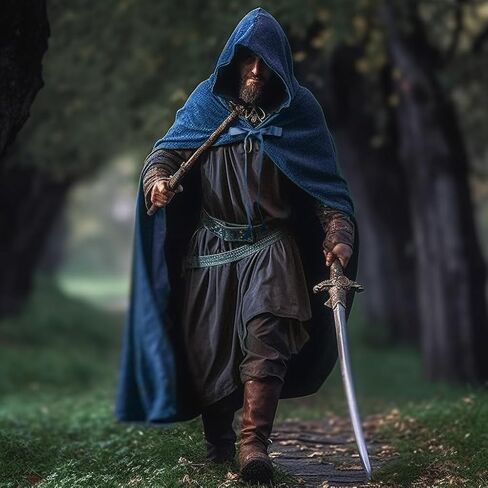 عصر النهضة عباءة مع هود كيب في العصور الوسطى للرجال والنساء هالوين زي in Kuwait