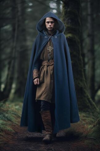 عصر النهضة عباءة مع هود كيب في العصور الوسطى للرجال والنساء هالوين زي in Kuwait