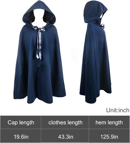 عصر النهضة عباءة مع هود كيب في العصور الوسطى للرجال والنساء هالوين زي in Kuwait