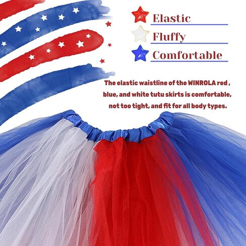 Plus Size 2XL/3XL Women Red White Blue Tutu USA American Flag Tulle Skirt Adult Teens 4th of July Patriotic Costume in Kuwait