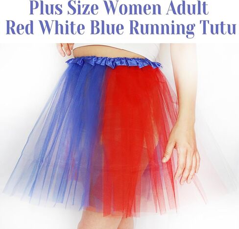 Plus Size 2XL/3XL Women Red White Blue Tutu USA American Flag Tulle Skirt Adult Teens 4th of July Patriotic Costume in Kuwait