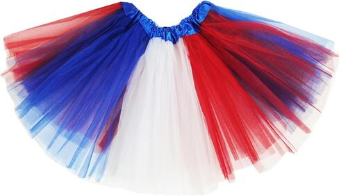 Plus Size 2XL/3XL Women Red White Blue Tutu USA American Flag Tulle Skirt Adult Teens 4th of July Patriotic Costume in Kuwait