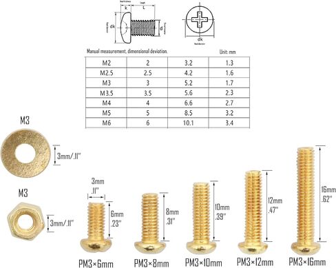 LBY 80pcs M6 Machine Screws(Truss Head), Phillips Pan Head Bolts Nuts Flat Washers, Copper(Yellow) in Saudi Arabia