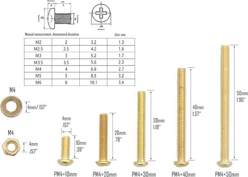 LBY 80pcs M6 Machine Screws(Truss Head), Phillips Pan Head Bolts Nuts Flat Washers, Copper(Yellow) in Saudi Arabia