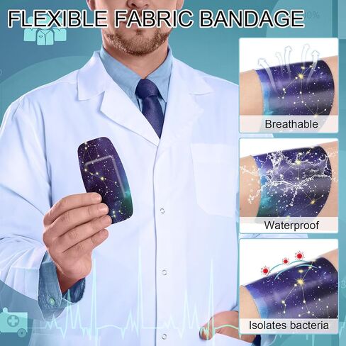 Geiserailie 50 Pcs Large Waterproof Bandages 2'' x 4'' Adhesive Wound Care Bandages Cushioned Flexible Latex Free for First Aids and Protect(Starry Sky) in Saudi Arabia