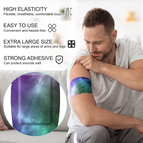 Geiserailie 50 Pcs Large Waterproof Bandages 2'' x 4'' Adhesive Wound Care Bandages Cushioned Flexible Latex Free for First Aids and Protect(Starry Sky) in Saudi Arabia