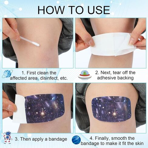 Geiserailie 50 Pcs Large Waterproof Bandages 2'' x 4'' Adhesive Wound Care Bandages Cushioned Flexible Latex Free for First Aids and Protect(Starry Sky) in Saudi Arabia