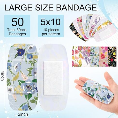 Geiserailie 50 Pcs Large Waterproof Bandages 2'' x 4'' Adhesive Wound Care Bandages Cushioned Flexible Latex Free for First Aids and Protect(Starry Sky) in Saudi Arabia