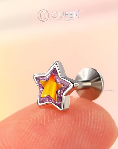 مجوهرات خارقة اللولب أوفر ، 316L من الفولاذ الجراحي ، أقراط اللولب ملولبة داخليًا ، و 16g قوس قوس قزح للمجوهر in Kuwait