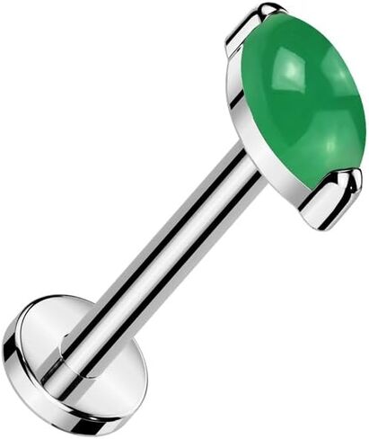 Pierced Owl 18GA ASTM F-136 Implant Grade Titanium Threadless Push-In Marquise Shaped Natural Stone Flat Back Stud in Saudi Arabia