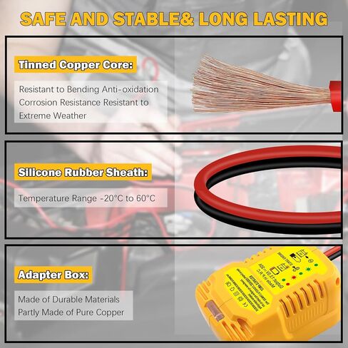 محول مبتفعات Car Jumper لبطارية DeWalt 20V 60V ، كابل 11AWG يتحول إلى معززة Automotive Automotive Cable ، كابل القفز لبطاريات السيارات (بدون بطارية) in Kuwait