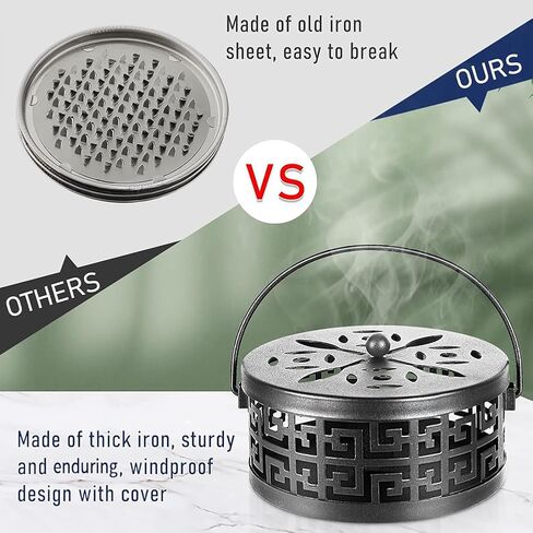 Exquisite Metal Mosquito Coil Holder Long-Lasting Coil Incense Burner for Indoor and Outdoor (Black) in Kuwait