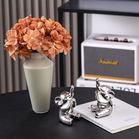 Loving Pair of Small Silver Elephant Statues Silver Home Decor Modern Boho Style Figurine Decorative Ornaments for Living Room, Bedroom, Office Desktop, Cabinets, Shelf in Kuwait