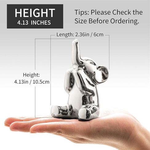 Loving Pair of Small Silver Elephant Statues Silver Home Decor Modern Boho Style Figurine Decorative Ornaments for Living Room, Bedroom, Office Desktop, Cabinets, Shelf in Kuwait