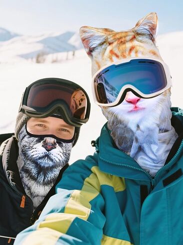 3D Cat Ski Mask Balaclava with Ears - Cat Shiesty Face Cover for Skiing, Music Festivals, Cycling, Halloween Parties in Saudi Arabia