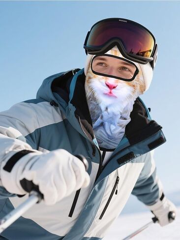 3D Cat Ski Mask Balaclava with Ears - Cat Shiesty Face Cover for Skiing, Music Festivals, Cycling, Halloween Parties in Saudi Arabia