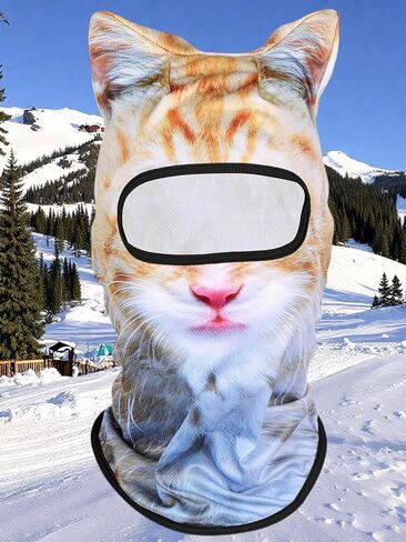 3D Cat Ski Mask Balaclava with Ears - Cat Shiesty Face Cover for Skiing, Music Festivals, Cycling, Halloween Parties in Saudi Arabia