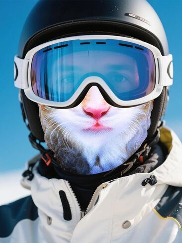 3D Cat Ski Mask Balaclava with Ears - Cat Shiesty Face Cover for Skiing, Music Festivals, Cycling, Halloween Parties in Saudi Arabia