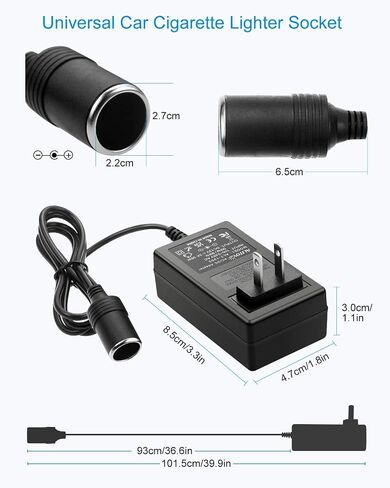 ALITOVE AC to DC Converter 12V 8A 96W, 100V-240V to 12V Power Supply Adapter Car Cigarette Lighter Socket, AC/DC Transformer for Portable Cooler Warmer, Air Compressor,Other Car Devices Under 96W in Kuwait