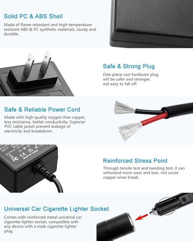 ALITOVE AC to DC Converter 12V 8A 96W, 100V-240V to 12V Power Supply Adapter Car Cigarette Lighter Socket, AC/DC Transformer for Portable Cooler Warmer, Air Compressor,Other Car Devices Under 96W in Kuwait