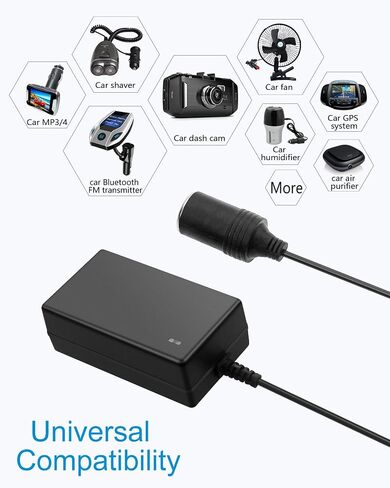 ALITOVE AC to DC Converter 12V 8A 96W, 100V-240V to 12V Power Supply Adapter Car Cigarette Lighter Socket, AC/DC Transformer for Portable Cooler Warmer, Air Compressor,Other Car Devices Under 96W in Kuwait