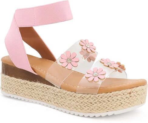 YOKI MALLEN-03Y Girls Wedge Sandals with Floral Details, Girls Platform Sandals in Saudi Arabia