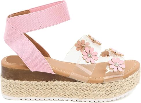 YOKI MALLEN-03Y Girls Wedge Sandals with Floral Details, Girls Platform Sandals in Saudi Arabia