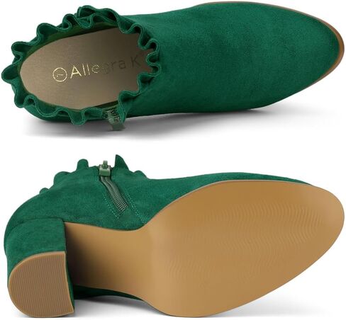 Allegra K Women's Ruffle Block Heel Ankle Boots in Saudi Arabia