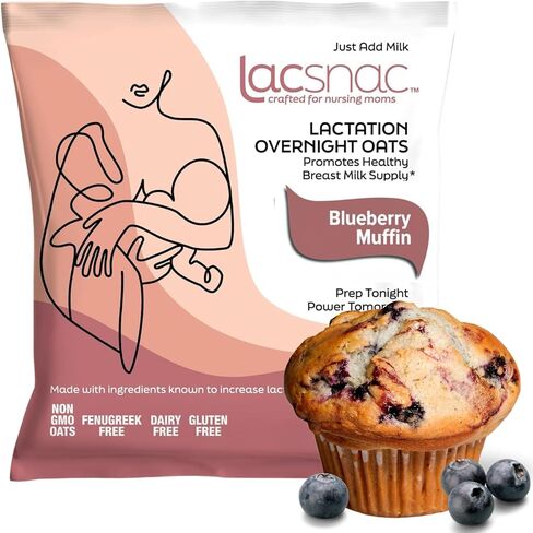 Lacsnac Variety Pack Lactation Overnight Oats (6 Count) - Lactation Supplement for Nursing Moms made with Whole Grain Oats, Flax Seeds, and Brewer’s Yeast, Promotes Lactation & Healthy Breast Milk Supply, GMO-free, Vegan, Gluten-free in Saudi Arabia