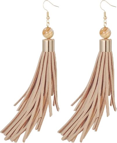 Coiris Boho Leather Layered Tassel Earrings for Women Lightweight Leather Fringe Dangle Earrings Handmade Bohemian Summer Beach Western Drop Earrings for Women in Saudi Arabia
