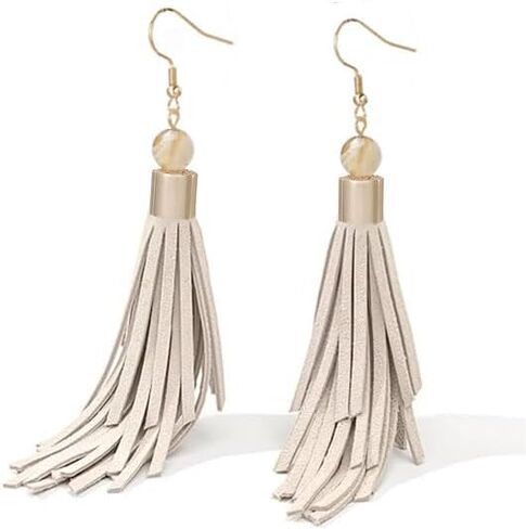 Coiris Boho Leather Layered Tassel Earrings for Women Lightweight Leather Fringe Dangle Earrings Handmade Bohemian Summer Beach Western Drop Earrings for Women in Saudi Arabia